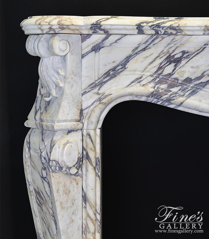 Marble Fireplaces  - Louis VI Mantel In Italian Breccia Viola Marble - MFP-2246